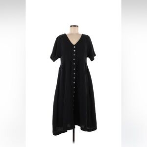 Madewell Black Button-Front Midi Dress